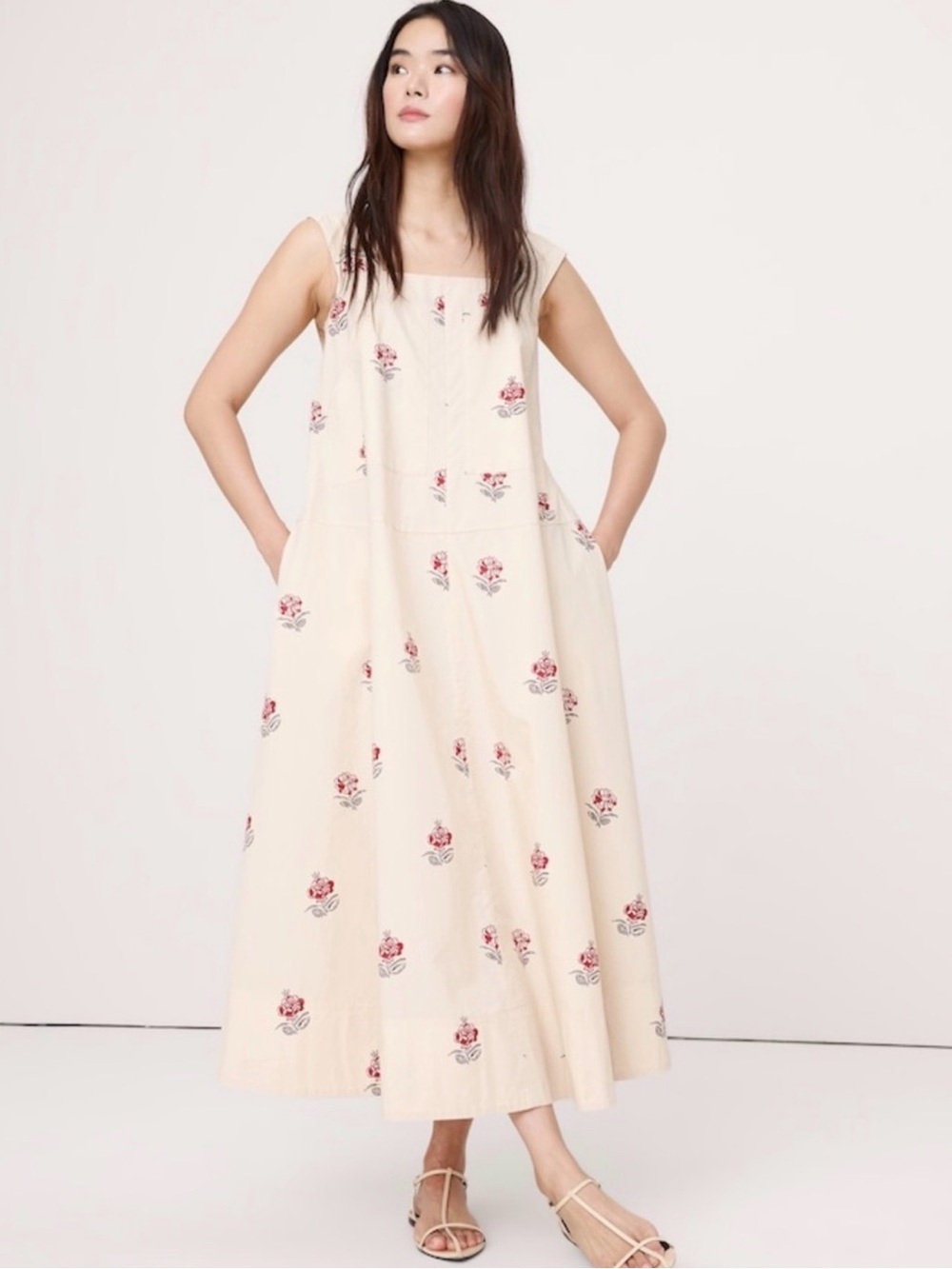 NWOT Banana Republic SQUARE-NECK APRON MAXI DRESS